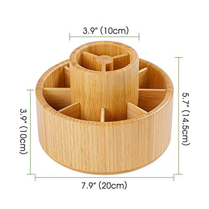 Utoplike Bamboo Rotating Art Supply Desk Organizer, Pencil Holder Desktop - size: Medium