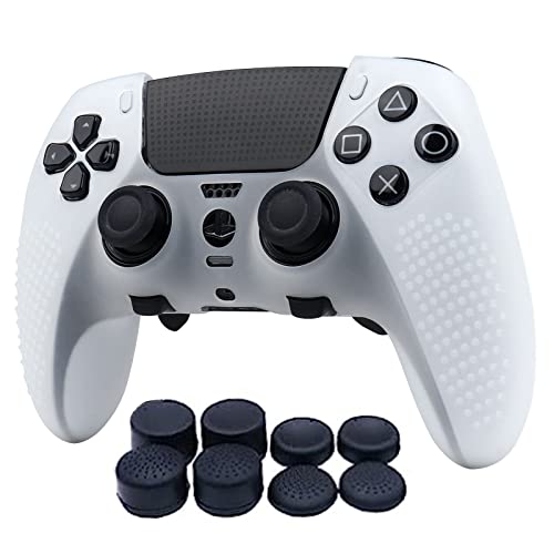 RALAN Silicone Controller Skins with 8 Thumb Gripsr Compatible with PS5 Dualsense Edge Controller Play Station 5 Accessories, Sweat-Proof Anti-Slip Controller Cover Skin Protecto - color: Clear