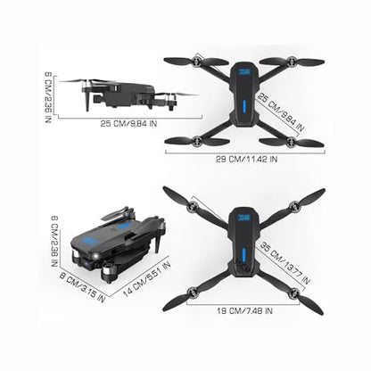 Sonilco E88 MAX Foldable Drone with Dual Cameras, Optical Flow, Headless Mode, One-Key Takeoff/Landing, 20min Flight per Battery, 2 Batteries, 3D Roll, Brushed Motor – Storage Bag Included (Ages 14+)