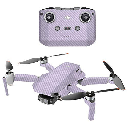 MIGHTY SKINS MightySkins Carbon Fiber Compatible with DJI Mini 2 Portable Drone - Solid Lilac | Protective, Durable Textured Carbon Fiber Finish | Easy to Apply and Change Styles | Made in The USA - color: Lilac