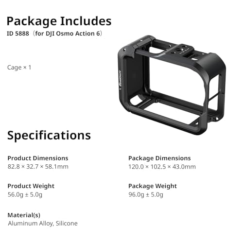SMALLRIG Aluminum Cage for DJI Osmo Action 6 with Expansion Interfaces-5888 - style: Basic Cage