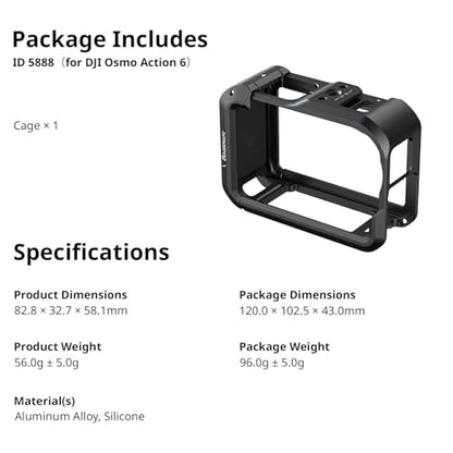SMALLRIG Aluminum Cage for DJI Osmo Action 6 with Expansion Interfaces-5888 - style: Basic Cage