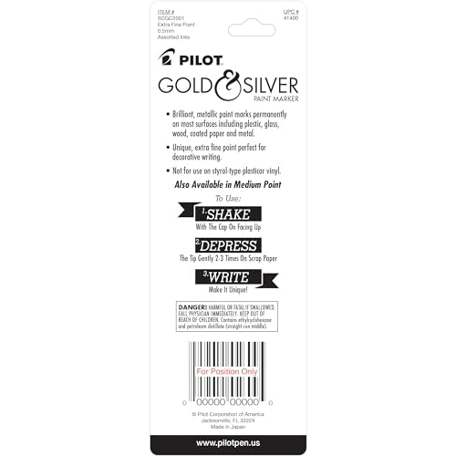 PILOT Extra Fine Point Permanent Markers, Gold/Silver Ink, 2-Pack