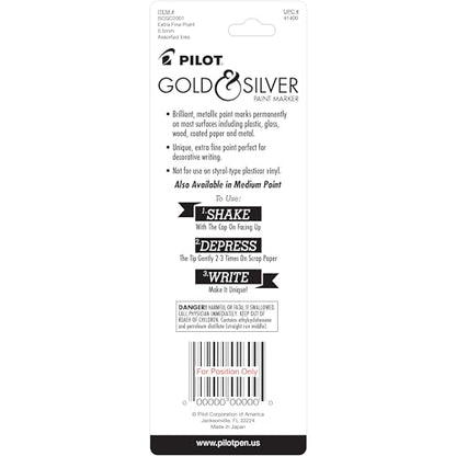 PILOT Extra Fine Point Permanent Markers, Gold/Silver Ink, 2-Pack