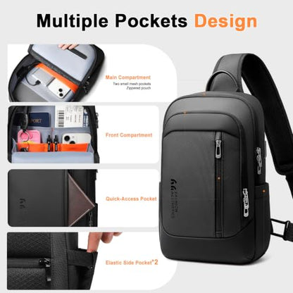 Crossbody Sling Chest Shoulder Bag for Men Women with USB Charging Port