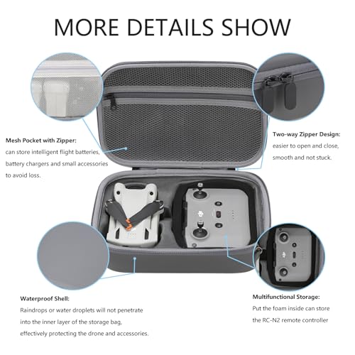 Storage Bag for Mini4 -Mini 4 Pro Drone Case Hard Shell Travel Carrying case Compatible with Mini 4 Pro, DJI RC 2/DJI RC-N2 Remote Controller & Accessories - color: DJI Mini 4 Pro-Grey