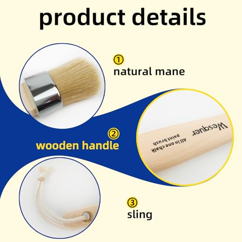 Wesquer 3-Pack All in One Paint Brush - Chalk & Wax Brushes for Furniture
