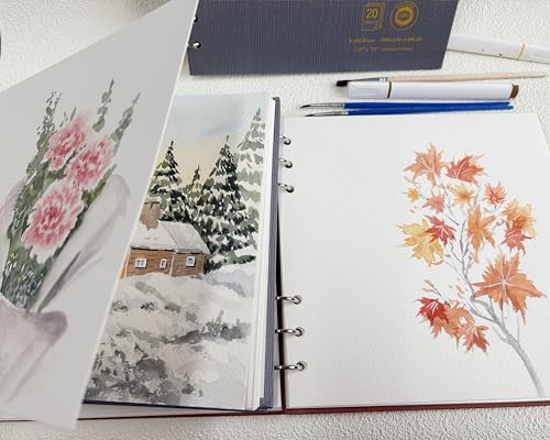 MAIMOUFIN Square Spiral Watercolor Sketchbook, 100% Cotton Hot Press