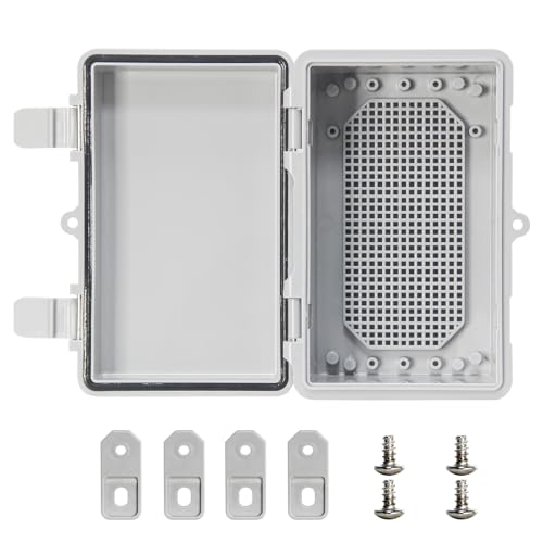 Electrical Junction Box - Outdoor Waterproof Electrical Box ABS Plastic Outdoor Project Enclosure ith Plastic Snap for Ships, garages, and Surveillance installations Gray Cover 8.2"x5.1"x4.3" - color: Grey Cover, size: 8.2"x5.1"x4.3"