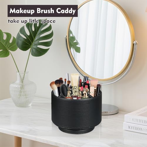 360°Rotatable TV Remote Control Holder with 4 Compartments Desk Accessories - color: Black