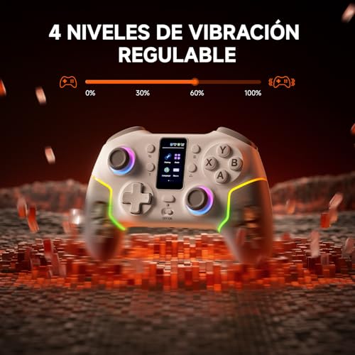 ECHTPower Wireless PC Gaming Controller with TFT Screen, Hall-Effect Joysticks No Drift, 1000Hz Polling, Dual Hall Triggers, Turbo & RGB, Multi-Platform PC Controller for Windows/Switch/Android/iOS - color: White+Grey