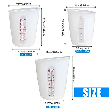 Food-Grade Silicone Measuring Cups for Chocolate Melting 2 Cup + 1 Cup - color: 2 PCS