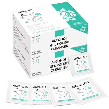 GELLEN Nail Cleanser Pads, 400 Pack Alcohol Prep Pads Individually Wrapped - size: 400PCS