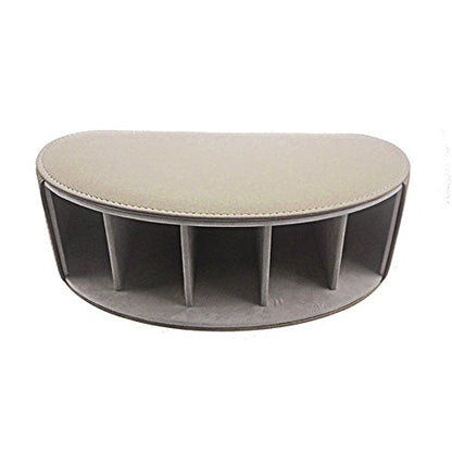 Remote Control Holder Organizer Table Desk Leather Control Storage TV Remote Control Organizer with 5 Spacious Compartments (Beige) - color: Beige