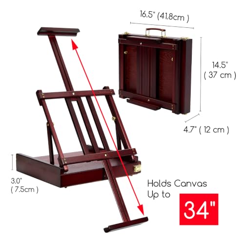 MEEDEN Portable Tabletop Easel for Painting: Artist Sketchbox - color: Deep Walnut