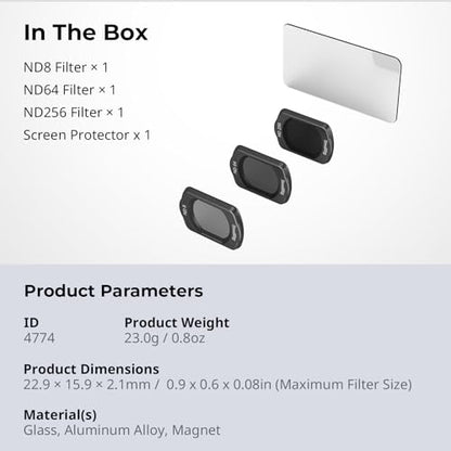 SMALLRIG Magnetic ND8 ND64 ND256 Filters Set for DJI Osmo Pocket 4/3 - style: ND Filters Set