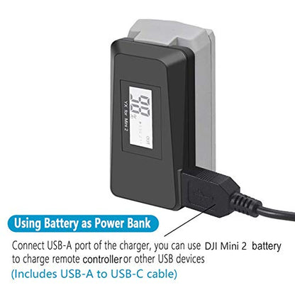 Hanatora USB Battery Charger with Quick Charge 3.0 for DJI Mini 4K/2/Mini SE/2 SE Drone,Indicator Display Raqid Charging Hub Accessories,Check Battery Level