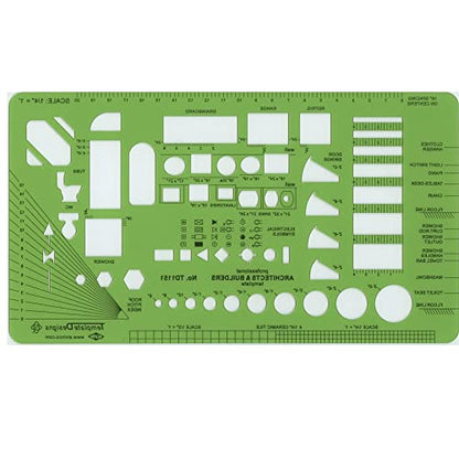 ALVIN, TD1151, Architects & Builders Template, Drawing and Drafting Tool for Artists, Architects, Design and Drafting, 5.25 x 9.25 Inches - style: Arch & Build Template