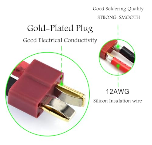 T Plug Connector Female and Male Deans,12AWG Silicone Wire - size: 12AWG T cable