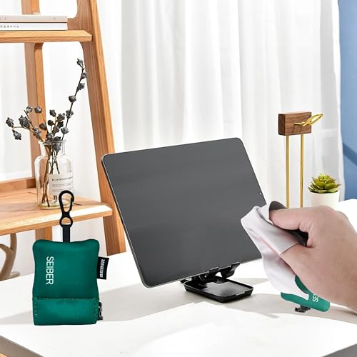 SEIBER Microfiber Glasses Cleaning Cloth with Keychain, Dark Green, 2PCS - color: Dark Green