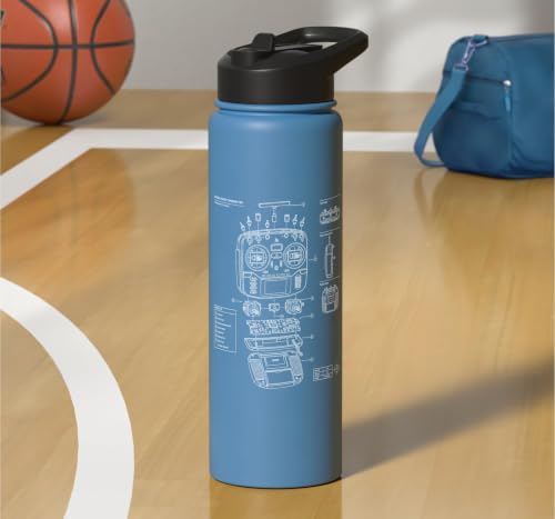 RC Transmitter Blueprint FPV Drone RC Car Radio Controller Stainless Steel Insulated Water Bottle - color: Light Blue