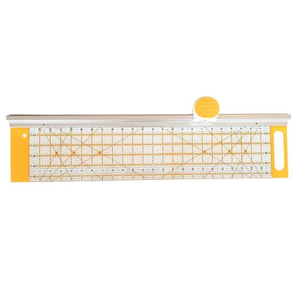 24"L x 6"W Rotary Cutter and Ruler Combo with 2Pcs Extra Blades, Fabric Cutter with Ergonomic Handle for Easy Fabric Cutting