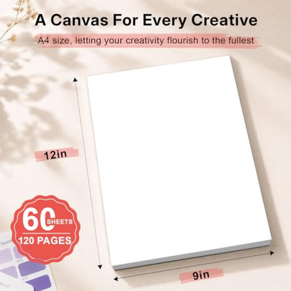 Umriox 60 Sheets 150 GSM Double Sided Marker Paper Pad, 9x12 Bleedproof - size: 60 Sheets/120 Pages