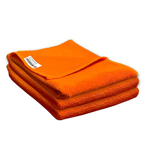 WHOOSH! Microfiber Glasses & Screen Cleaning Cloth, 3 Pack, 14x14, Orange - size: 3 Count (Pack of 1)