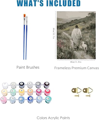 Jesus and Lamb Paint by Numbers Kit for Adults Beginner (Without Frame) - color: Stickered.MSKU.1764914608784
