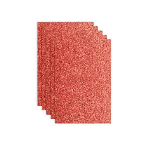 uxcell Foam Sheets 5Pcs 8x12Inch EVA Self-Adhesive Sparkle Red Glitters - color: Red