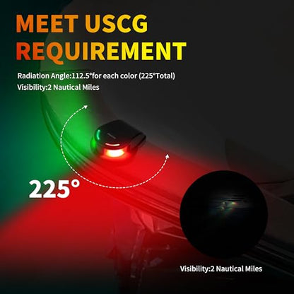 RVZONE Boat Navigation Lights, Red Green LED Bow Lights for Boats, IP67 - color: Black