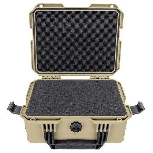 Eylar 13.8" Intact Series Compact Hard Camera Case, Lightweight and Durable Stacker Design with Foam - color: Tan