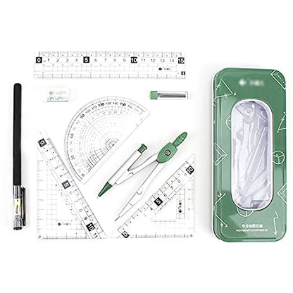 Adela 8 Pieces Student Math Geometry Tool Set Drawing Compass (C-Green) - color: C-green
