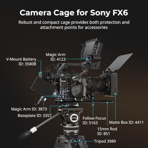 SmallRig Vertical Shooting Cage Kit for Sony FX6, V-Mount Battery Plate, Side Handle Adapter, Integrated Top Handle Mount, HawkLock NATO Rail - 5801