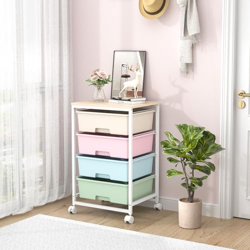 Utility Cart with 4 Drawers, Rolling Storage Cart with Drawers, Rainbow - color: Rainbow, size: 4 Drawers
