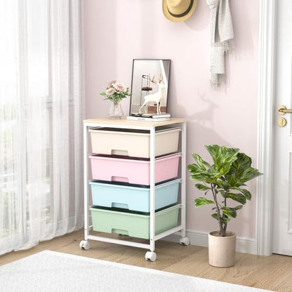 Utility Cart with 4 Drawers, Rolling Storage Cart with Drawers, Rainbow - color: Rainbow, size: 4 Drawers