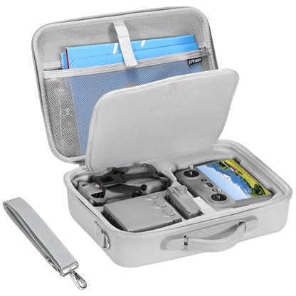 FPVtosky Hard Carrying Case for DJI Mini 5 Pro Drone & RC 2 Controller - Custom Compartments for Fly More Combo, Waterproof PU Leather Travel Bag [CASE ONLY]