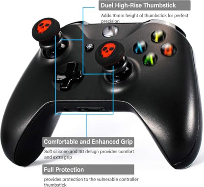 FPS Thumbstick Extender Rubber Silicone Grip Cover 2 Sets for Xbox Series X/S & Xbox One Controller(Ghost Red) - color: 4