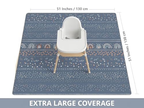 Splat Mat for Under High Chair, Waterproof Washable High Chair Floor Mat - color: Rainbow