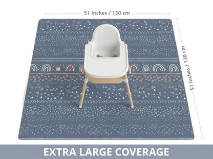 Splat Mat for Under High Chair, Waterproof Washable High Chair Floor Mat - color: Rainbow