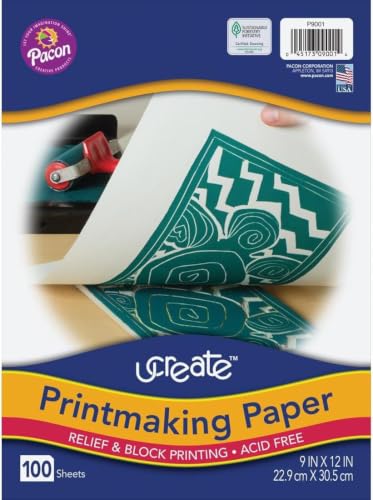 UCreate Printmaking Paper, White, 9" x 12", 100 Sheets (Pack of 12) - size: 9" x 12" (Pack of 12)