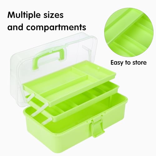 Tackle Box, 3-Layer Craft Sewing Medicine Art Hair Tool Organizer Green - color: Green