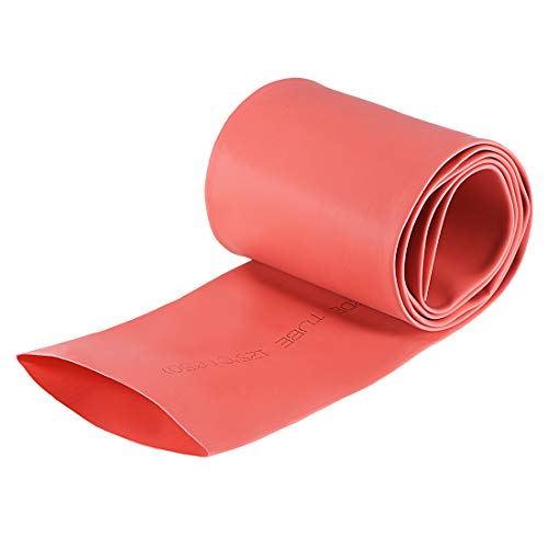 uxcell Heat Shrink Tubing, 2"(50mm) Dia 80mm Flat Width 2:1 Rate Shrinkable Tube Cable Sleeve 1m - Red - color: Red, size: 50mm