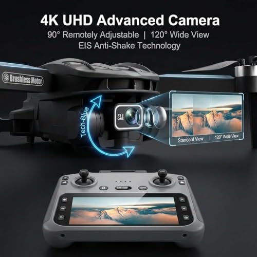 V168 Pro MAX GPS Drones with Camera for Adults 4K, RC Drone with 4.5" HD Screen on Controller, 60 Mins Flight, Long Range Transmission, 360° Obstacle Avoidance, Follow Me, Auto Return, Brushless Motor, QuickShots, Lightweight and Foldable Quadcopter for B