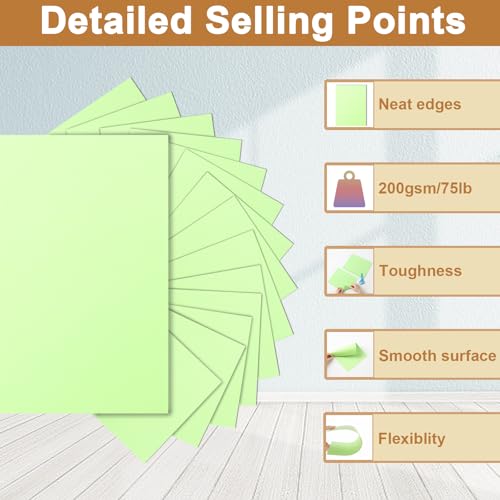 Silunkia 40 Sheets Light Green Cardstock 8.5 x 11 Craft Paper 75lb - color: Light Green