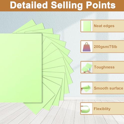 Silunkia 40 Sheets Light Green Cardstock 8.5 x 11 Craft Paper 75lb - color: Light Green