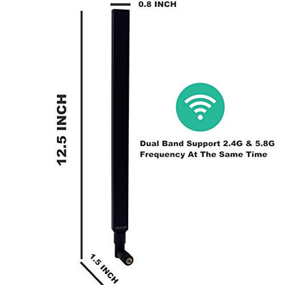 TECHTOO WiFi Antenna Dual Band 9 dBi 2.4/5.8GHz for Router AP - Security IP Camera - USB Card Adapter - PCI PCIe Cards - Range Extender - PC Desktop - Drone - PS4 Build (2.4/5.8GHz RP-SMA 1-Pack) - color: 2.4/5.8GHz RP-SMA 1-Pack
