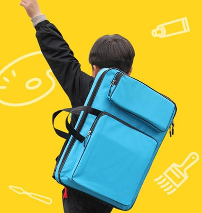 A3 Art Portfolio Carry Case Bag Drawboard Storage Portable Shoulder Tote - color: Blue
