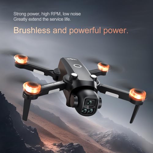 Drones with Camera for Adults, Brushless Motor Large HD Screen Remote Control, Lightweight Under 250g Foldable Professional Drone for Beginner, V156 Max Mini Quadcopter with 2 Batteries & Storage Bag (Black)
