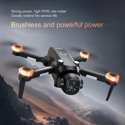 Drones with Camera for Adults, Brushless Motor Large HD Screen Remote Control, Lightweight Under 250g Foldable Professional Drone for Beginner, V156 Max Mini Quadcopter with 2 Batteries & Storage Bag (Black)